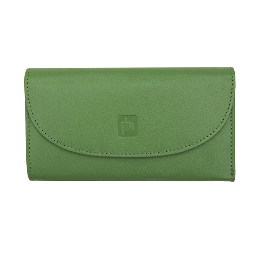 Flapover Leather Bifold Purse 22832- Green Green Flapover Leather Bifold Purse